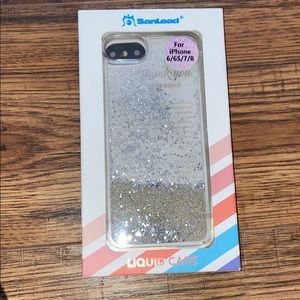 iPhone 6/6s/7/8 silver glitter liquid case